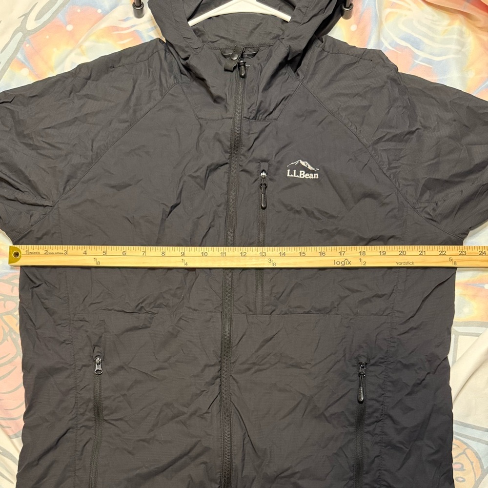 L.L.Bean Black Lightweight Hooded Windbreaker Jacket Size XL - Picture 13 of 14